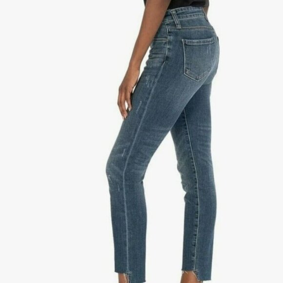 KUT from the Kloth Blue Reese Ankle Straight Leg Jeans Distressed Hem Size 6P - Picture 8 of 9